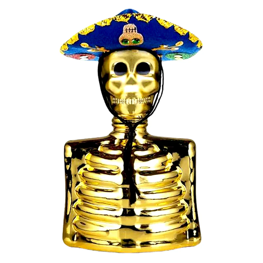 Azulejos Skelly Gold Edition With Mariachi Hat Anejo Tequila