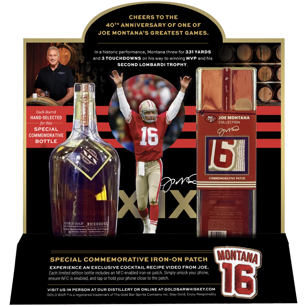 Gold Bar Whiskey Joe Montana 40th Anniversary Flask Limited Edition - Image 2