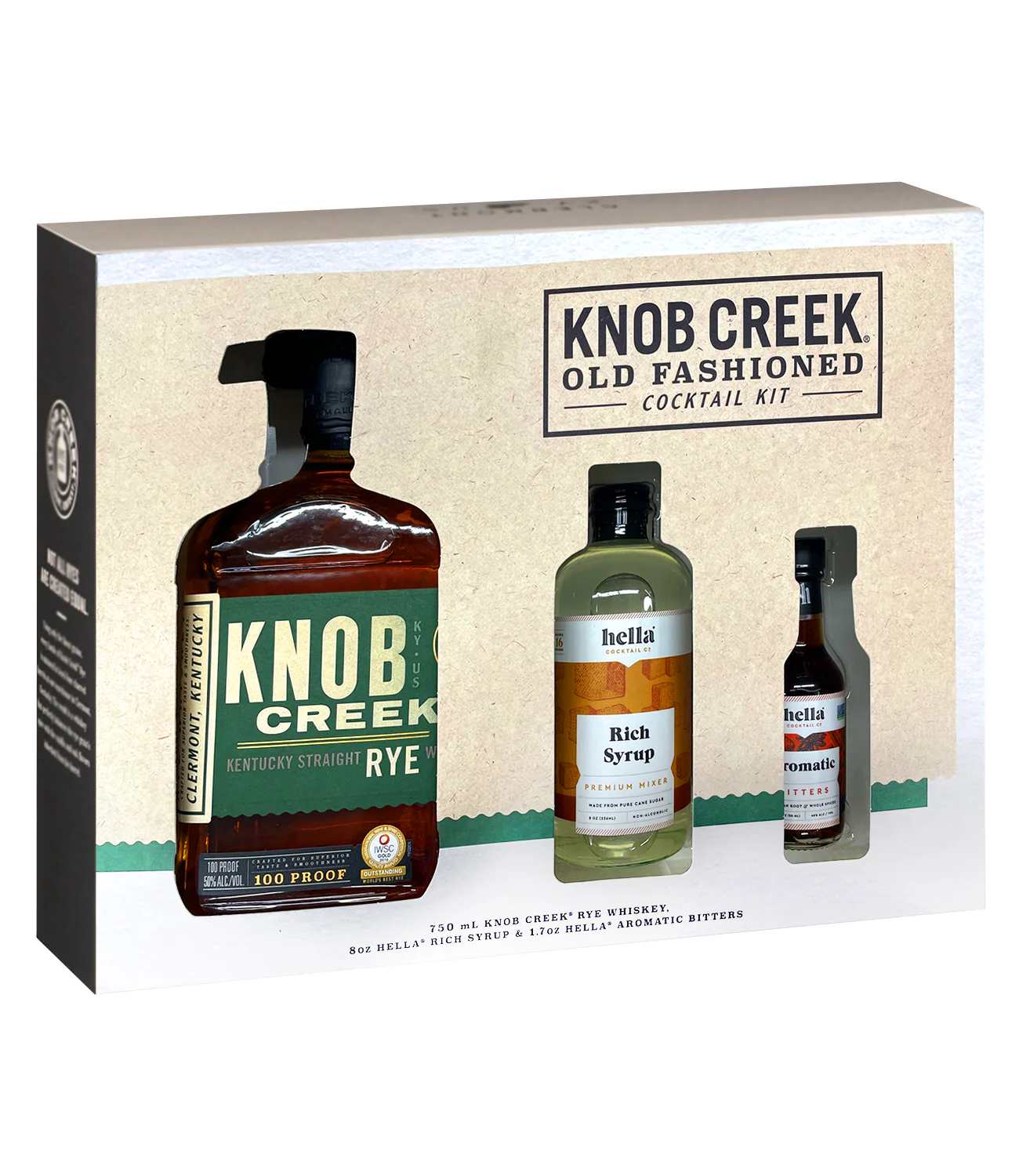 Knob Creek Rye Old fashioned cocktail set WITH/ Bitters Syrup 750ml